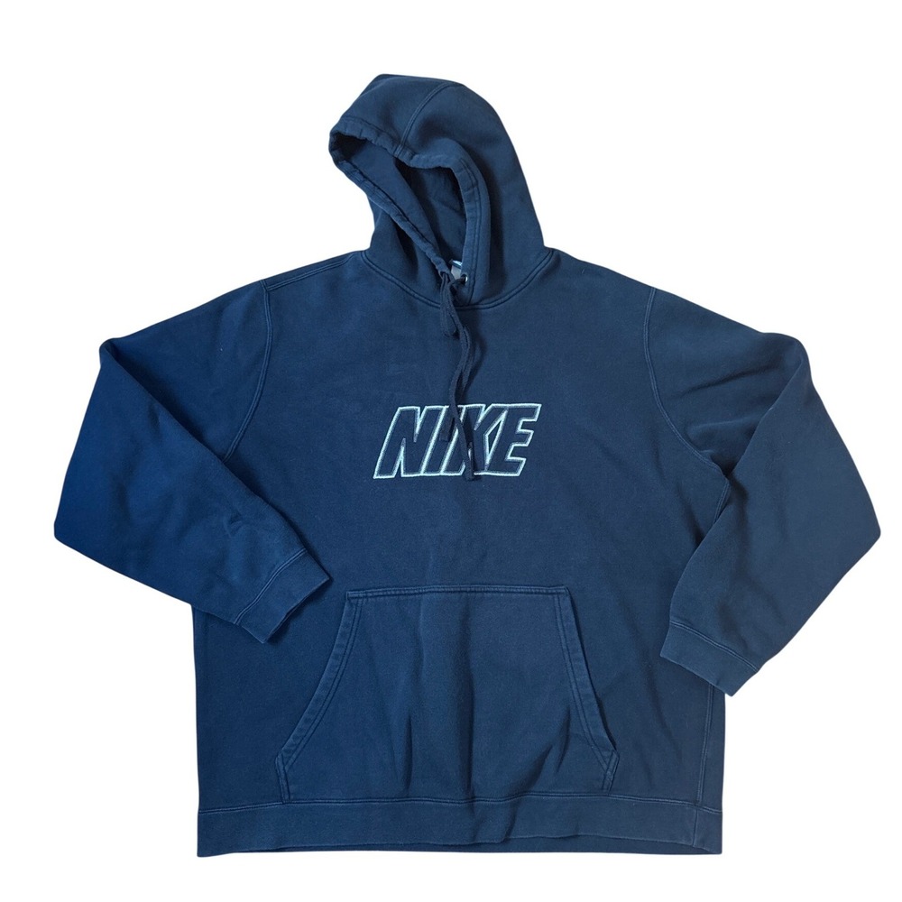 Nike Hoodie Mens Black Embroidered Logo Pullover Streetwear SIZE XXL